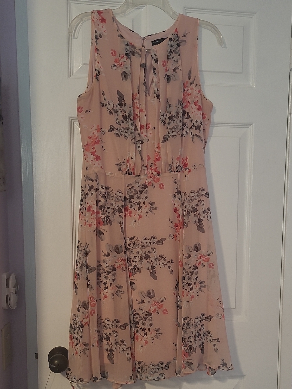 White House Black Market Blush Floral Midi Dress